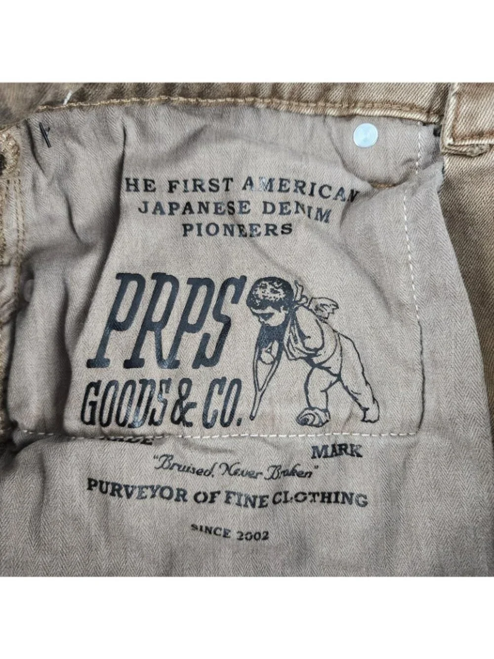 Prps Le Sabre Jeans Men 30x33 Brown Khaki Slim Straight Leg Japanese Denim NWT